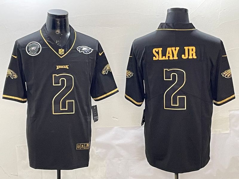 Men Philadelphia Eagles #2 Slay jr Black gold Throwback 2025 Nike Limited NFL Jersey style 6->philadelphia eagles->NFL Jersey